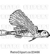 Vector Clip Art of Retro Flying Fish by Prawny Vintage