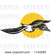 Vector Clip Art of Retro Flying Goose and Sun by Patrimonio