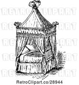 Vector Clip Art of Retro Four Poster Bed with a Canopy by Prawny Vintage