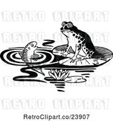 Vector Clip Art of Retro Frog and Fish by Prawny Vintage