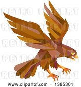 Vector Clip Art of Retro Geometric Brown Low Poly Peregrine Falcon Swooping for Prey by Patrimonio