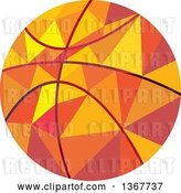 Vector Clip Art of Retro Geometric Low Poly Style Basketball by Patrimonio