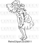 Vector Clip Art of Retro Girl Bending down by Prawny Vintage