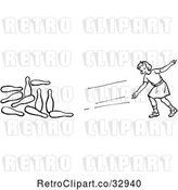 Vector Clip Art of Retro Girl Bowling by Picsburg