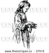 Vector Clip Art of Retro Girl Dusting off a Book by Prawny Vintage