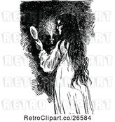 Vector Clip Art of Retro Girl Holding a Candle and Mirror by Prawny Vintage