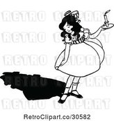 Vector Clip Art of Retro Girl Looking at Her Shadow by Prawny Vintage