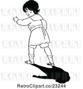 Vector Clip Art of Retro Girl Looking Back at Her Shadow by Prawny Vintage