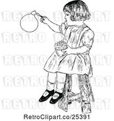 Vector Clip Art of Retro Girl Making Bubbles by Prawny Vintage
