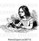 Vector Clip Art of Retro Girl Playing with a Doll by Prawny Vintage