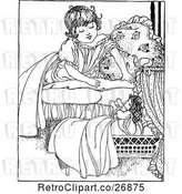 Vector Clip Art of Retro Girl Playing with Her Doll by Prawny Vintage