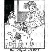 Vector Clip Art of Retro Girl Playing with Her Dolls by Prawny Vintage