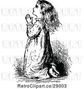 Vector Clip Art of Retro Girl Praying by Prawny Vintage