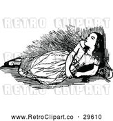 Vector Clip Art of Retro Girl Resting by Prawny Vintage