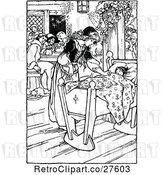 Vector Clip Art of Retro Girl Tending to a Baby by Prawny Vintage