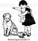 Vector Clip Art of Retro Girl Training Her Dog by Prawny Vintage