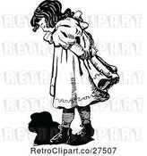 Vector Clip Art of Retro Girl Watching Her Shadow by Prawny Vintage