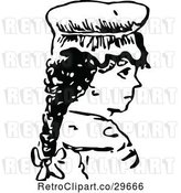 Vector Clip Art of Retro Girl with a Braid and a Hat by Prawny Vintage