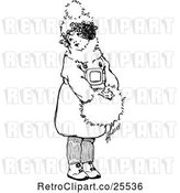 Vector Clip Art of Retro Girl with a Hand Muff by Prawny Vintage
