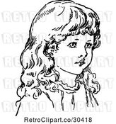 Vector Clip Art of Retro Girls Face 1 by Prawny Vintage