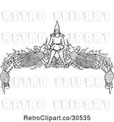 Vector Clip Art of Retro Gnome and Flower Border by Prawny Vintage