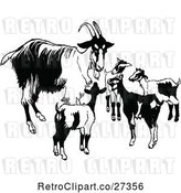 Vector Clip Art of Retro Goat Family by Prawny Vintage