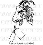 Vector Clip Art of Retro Goat with Tags by Prawny Vintage