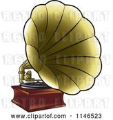 Vector Clip Art of Retro Golden Gramophone by Lal Perera