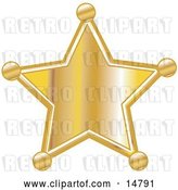 Vector Clip Art of Retro Golden Star Shaped Sheriff's Badge by Andy Nortnik