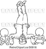 Vector Clip Art of Retro Goops KChildren by a Guy Doing a Head Stand by Prawny Vintage