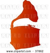 Vector Clip Art of Retro Gradient Orange Phonograph Silhouette by OnFocusMedia