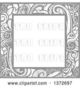 Vector Clip Art of Retro Gray Swirl Floral Frame by BNP Design Studio