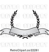 Vector Clip Art of Retro Grayscale Award Crest and Blank Banner - 1 by BestVector