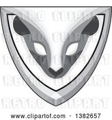 Vector Clip Art of Retro Grayscale Styled Skunk Head in a Shield by Patrimonio