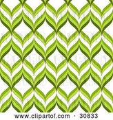 Vector Clip Art of Retro Green and White Repeat Background of Green Waves or Leaves by Elaineitalia