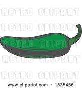 Vector Clip Art of Retro Green Pepper, in Style by Vector Tradition SM