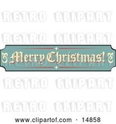 Vector Clip Art of Retro Green, Tan and Red Sign Reading Merry Christmas! by Andy Nortnik
