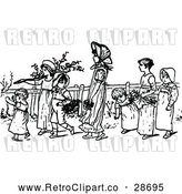 Vector Clip Art of Retro Group of Children Walking by Prawny Vintage