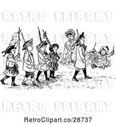 Vector Clip Art of Retro Group of Marching KChildren by Prawny Vintage