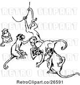 Vector Clip Art of Retro Group of Monkeys by Prawny Vintage