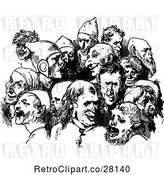 Vector Clip Art of Retro Group of Ugly Men by Prawny Vintage