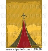 Vector Clip Art of Retro Grungy Airplane Taking off over Clouds by Elaineitalia