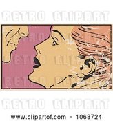 Vector Clip Art of Retro Grungy Pop Art Couple About to Kiss by Brushingup