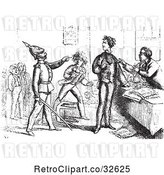 Vector Clip Art of Retro Guard Pointing at a Guy in by Picsburg