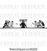 Vector Clip Art of Retro Guy and Fans at a Concert Hall by Prawny Vintage