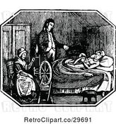 Vector Clip Art of Retro Guy and Lady Caring for a Sick Lady by Prawny Vintage