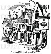 Vector Clip Art of Retro Guy and Medieval Houses by Prawny Vintage