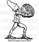 Vector Clip Art of Retro Guy Carrying a Rock by Prawny Vintage