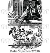 Vector Clip Art of Retro Guy Dropping a Dog out of a Window by Prawny Vintage