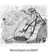 Vector Clip Art of Retro Guy in the Rain in by Picsburg